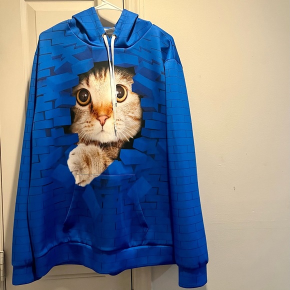 Cat themed sweatshirt with hoodie. Unisex - Picture 1 of 16